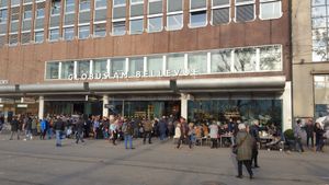 Facade at Globus Bellevue Food Hall in Zurich