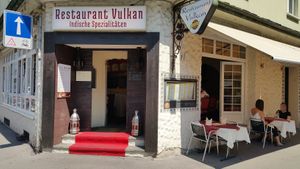 Exterior and outdoor seating at Vulkan in Zurich