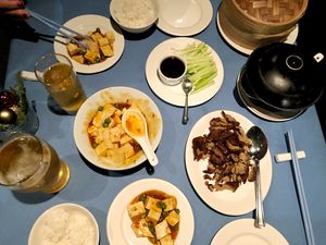 mapo tofu and mock duck wraps at Yming in London