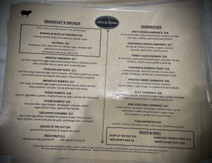 The other side of the menu  at Olive & Thyme in Toluca Lake