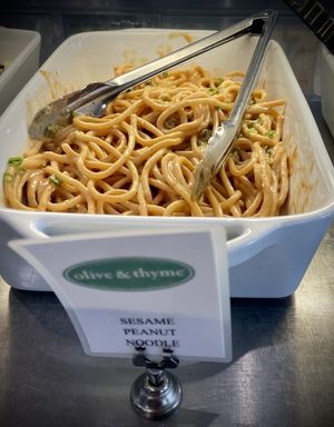 Sesame peanut noodles  at Olive & Thyme in Toluca Lake