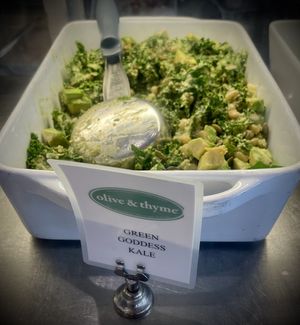 Green goddess kale salad 🥗   at Olive & Thyme in Toluca Lake