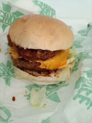 Double burger at Oowee Vegan - Baldwin in Bristol