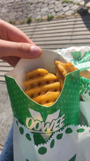 Waffle fries at Oowee Vegan - Baldwin in Bristol