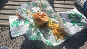 Chip and bacon chicken burger at Oowee Vegan - Baldwin in Bristol