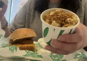 Mac and cheese with crispy onions   at Oowee Vegan - Baldwin in Bristol