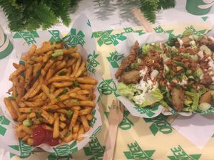 Marmite butter fries and Caesar salad  at Oowee Vegan - Baldwin in Bristol