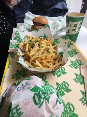 Garlic dirty fries and burgers at Oowee Vegan - Baldwin in Bristol