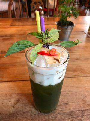 Digestive Special mocktail (top layer is coconut milk) at Ginger Farm Kitchen in Chiang Mai