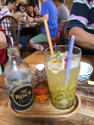 Fresh fruit with soda  at Ginger Farm Kitchen in Chiang Mai