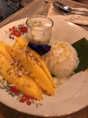 Mango and rice sweets  at Ginger Farm Kitchen in Chiang Mai