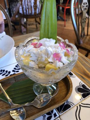 Mango and avocado with coconut milk so delicious  at Ginger Farm Kitchen in Chiang Mai