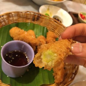 Best deep-fried batter I’ve eaten, texture on point - doesn’t taste oily like normal deep-fried snacks  at Ginger Farm Kitchen in Chiang Mai