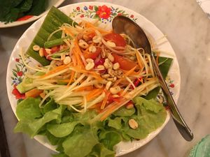 Crazy Spicy Som Tum - wasn’t enjoyable to eat because I was trying to stay alive, remember to adjust your chilli to taste! at Ginger Farm Kitchen in Chiang Mai