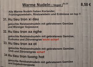 Menu at An Khang Quan in Dusseldorf