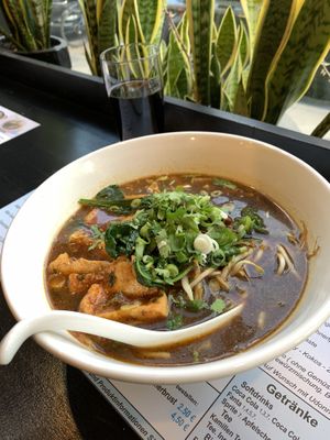 Sojasauce noodle soup with extra tofu  at An Khang Quan in Dusseldorf