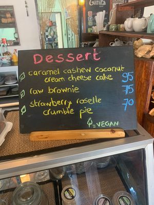 Homemade desserts which are in the display glass  #Veganuary at Ganita Cafe in Pai