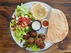 Falafel hummus plate (150 THB)  at Ganita Cafe in Pai