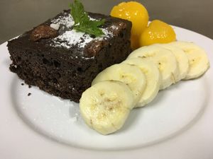 Brownie with Mango and Banana at Ganita Cafe in Pai
