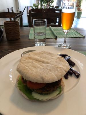 Burger and kombutcha at Ganita Cafe in Pai