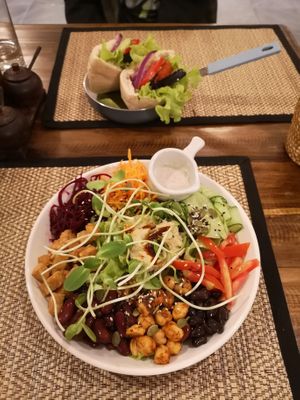 Pita bread and one salad. at Ganita Cafe in Pai