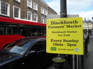 Market sign on road at Farmer's Market - Blackheath in South East London