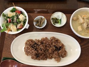 Oomori koji rice with my set meal. Always yummy!  at Sachi no Ki in Hachioji