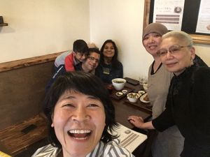Selfie time with owner Yukie and “okaasan” and my Indian guests!  at Sachi no Ki in Hachioji