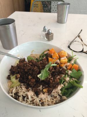 Baba ganoush as the base and spicy vegan chorizo on top! at Charley St in New York City