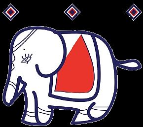 Happy Elephant meets happy cow at Bharati in Tokyo