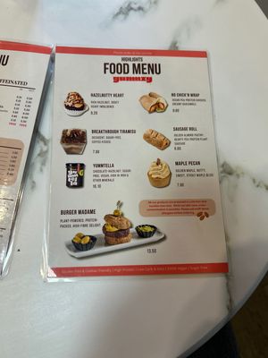 Food menu (March 2026)  at Yummzy in East London