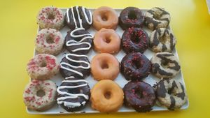 Their wonderful selection of doughnuts at Yummzy in East London