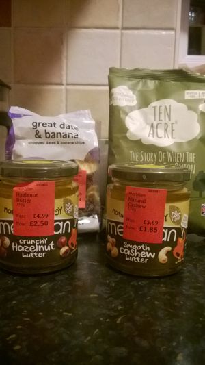 Butters, crisps and date bananas  at Holland & Barrett - Wellington Sq in Stockton-on-tees