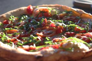 Vegan pizza! So good. at The Well at the Distillery in Thornton