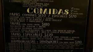 Menu  at Cervario in Rosario