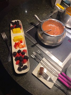  Vegan chocolate with fruit  at The Melting Pot in Sarasota