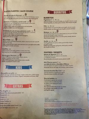 Menu at Mez Factory in Lisbon