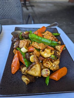 Tofu and mixed veggies at Uncle Yu's at the Vineyard in Livermore