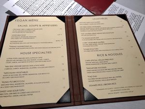Vegan menu  at Uncle Yu's at the Vineyard in Livermore