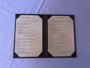 Vegan menu at Uncle Yu's at the Vineyard in Livermore