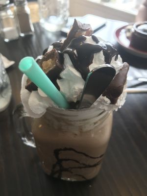 Snickers ice cream shake  at Veggie Vixen Store and Coffee Shop in Littleborough