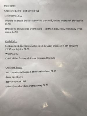 Drinks menu continued...  at Veggie Vixen Store and Coffee Shop in Littleborough