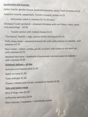 Menu continued...  at Veggie Vixen Store and Coffee Shop in Littleborough