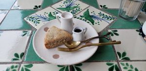 Warm banana scone with coconut milk and maple syrup 🙏 at Siesta Cafe  in Oita