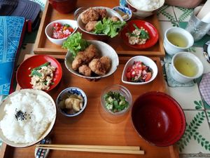 Soy meat menu at Siesta Cafe  in Oita