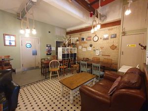More seating at the back #Veganuary at Brick and Olive in North London