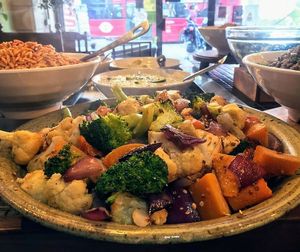 Healthy vegan food bar available daily at Brick and Olive in North London