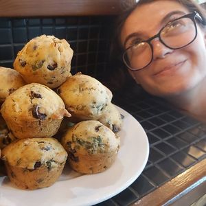 Olive and herb savoury vegan muffins at Brick and Olive in North London