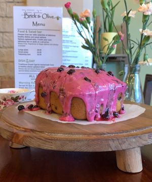 Vegan Blueberry and Raspberry cake  at Brick and Olive in North London