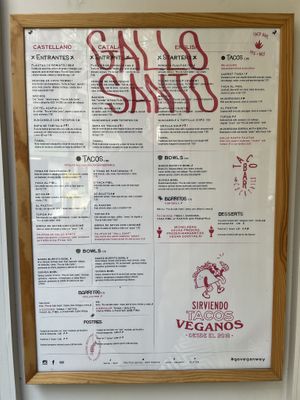 Menu  at Gallo Santo in Barcelona